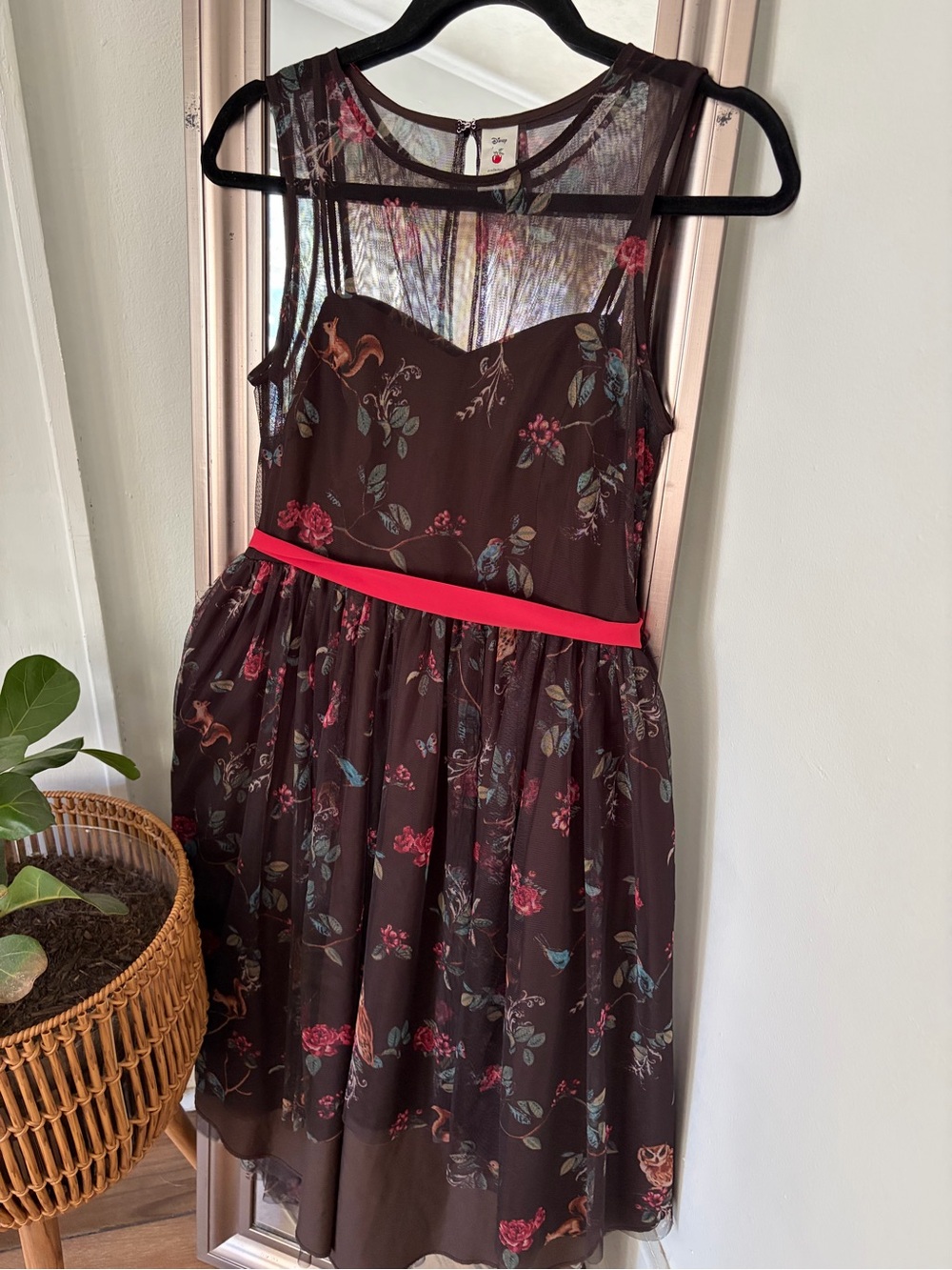 Disney LC Lauren Conrad Woodland Floral Dress Brown Owl Squirrel Floral Size 4